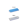 Diabetic luggage tag in blue acrylic with clear identification.