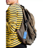 Diabetic luggage tag attached to backpack for easy identification.