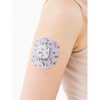 Simplera Sensor Patch on arm with colorful design, providing secure and durable protection for Medtronic Simplera CGM sensor.