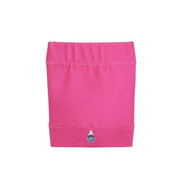 Bright pink glucose sensor armband for children, Dia-Band Barbie Edition, designed for comfort and secure sensor protection.