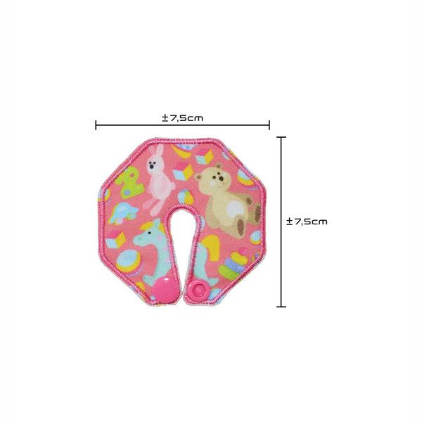 pediatric g tube pad pink dimensions guide showing size for proper fit and secure placement