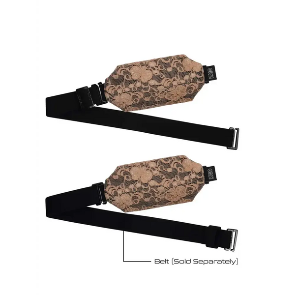 Elegant insulin pump pouch in lace, Dia-Body Pouch Lace, delicate lace design, secure insulin pump management, compatible with multiple devices.