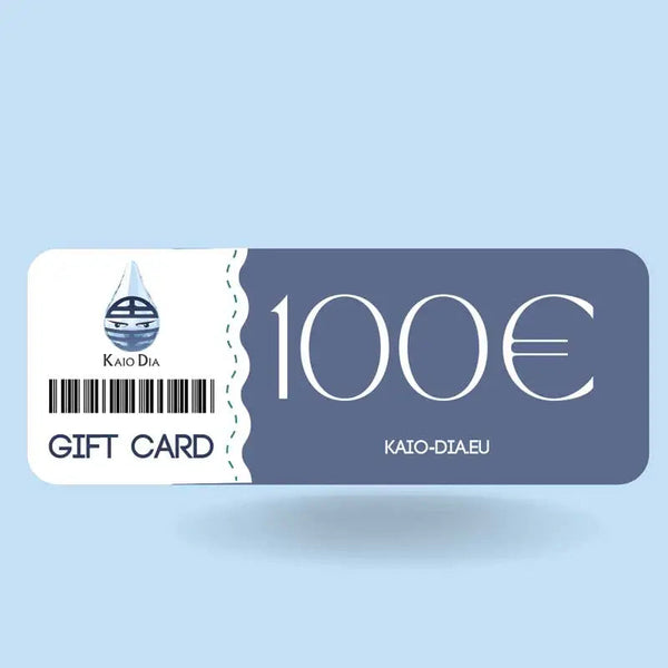 Kaio-Dia Gift Card 100 Euro on blue background.