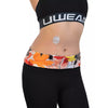 Lightweight floral print insulin pump waist belt providing secure and comfortable fit for active diabetes management.