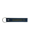 Diabetes Type 1 leather keychain in navy blue with metallic text, featuring a keyring for easy attachment.