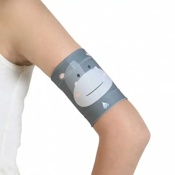 Blood Glucose Sensor Armband for Children with Hippo Design - Fauna & Flora Theme.
