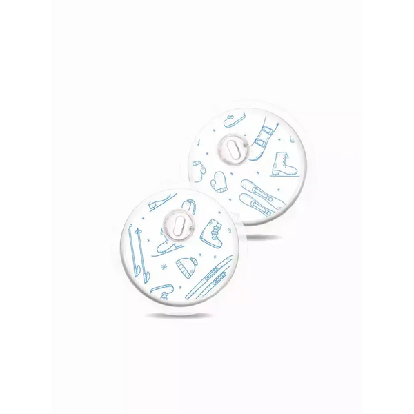 Two high quality white winter-themed coasters for Freestyle Libre sensors