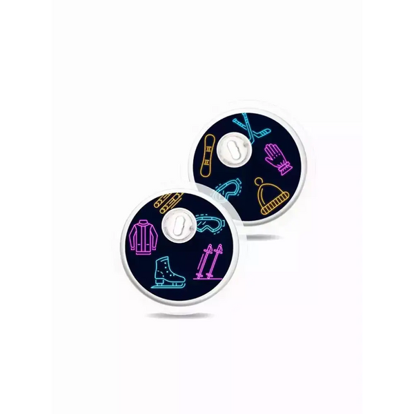 Two round winter-themed badges for Freestyle Libre sensor high quality stickers