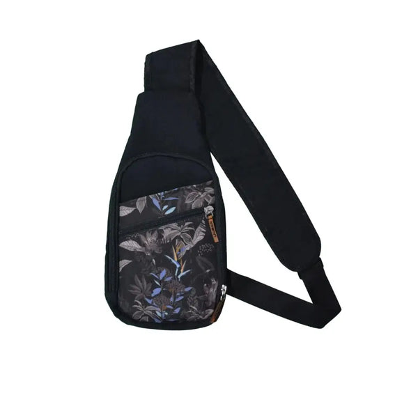 Shoulder bag with insulin cooling system Dia-GO! Lite Adults, black floral print, Kaio-Dia.