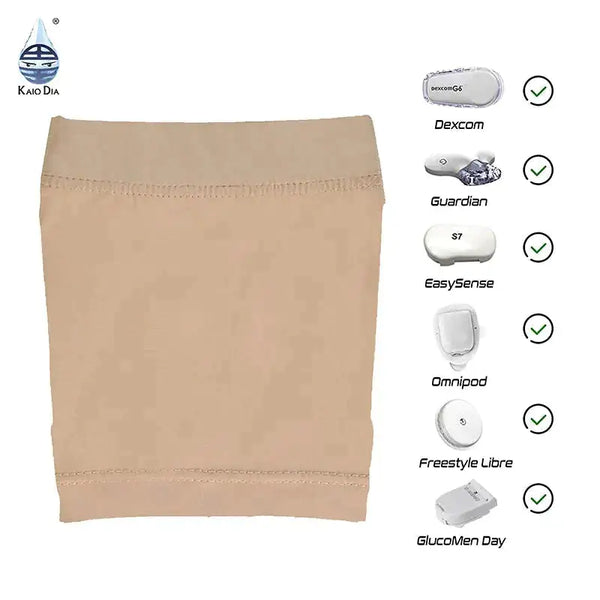 Super thin and soft glucose sensor armband for kids, Dia-Band NIGHTNDAY, in nude color.