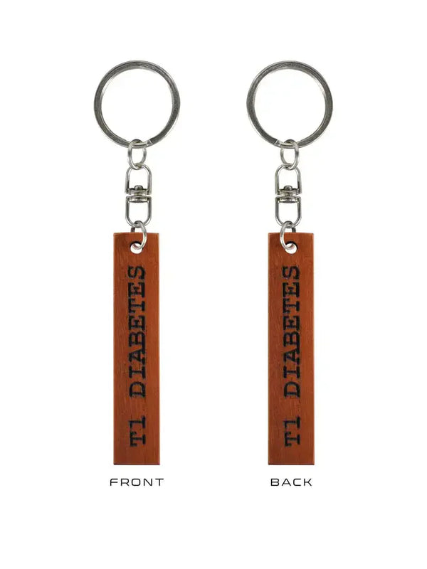 T1 Diabetes nøglering i træ I>∧∨ - Kaio-nøgleholder