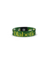 Reversible Type 1 Diabetes Awareness Wristband for Children with daisies, "Diabetic" text, green background.