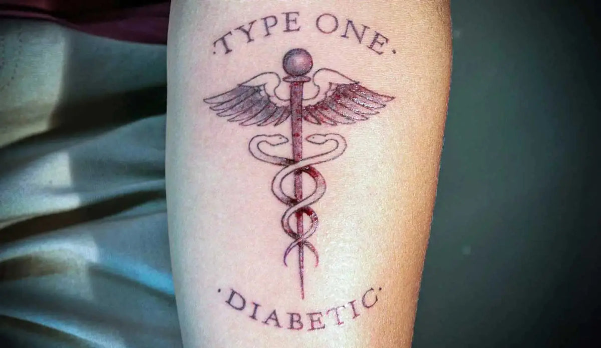 type 1 diabetic with a tattoo on the forearm 