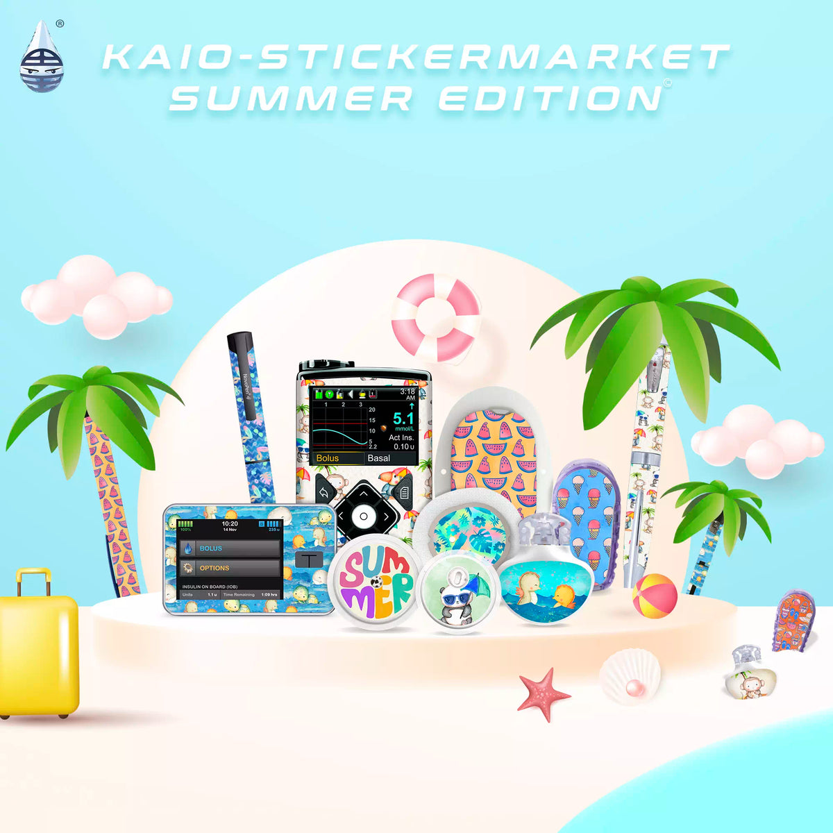 Diabetes Device Stickers - Summer Edition by Kaio-Dia Image
