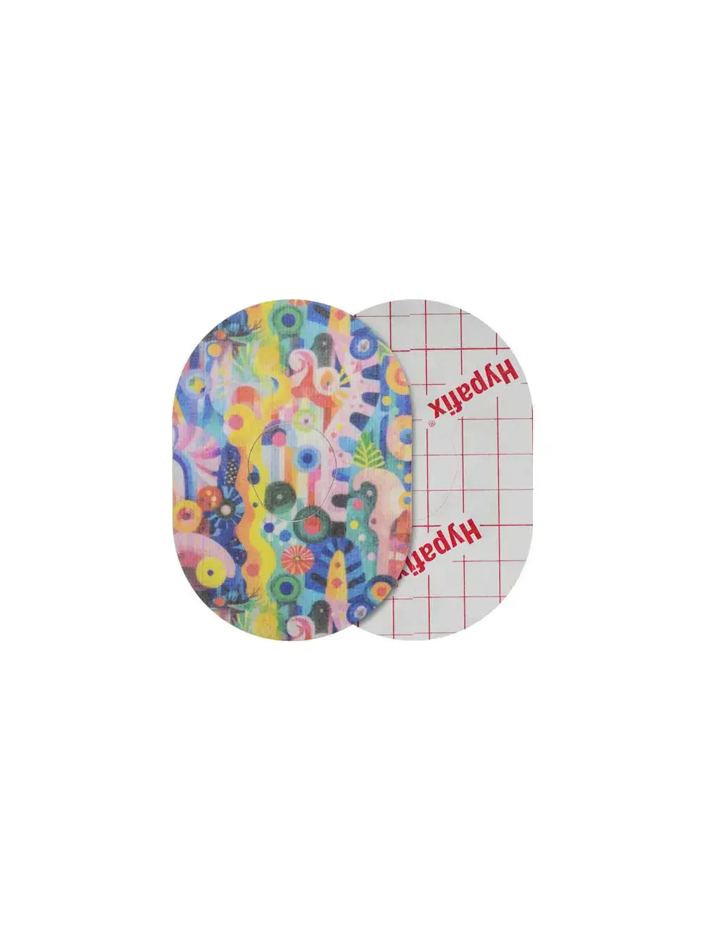 Plaster til Dexcom G7, design Ethereal Bloom, for- og bagside med beskyttelsespapir