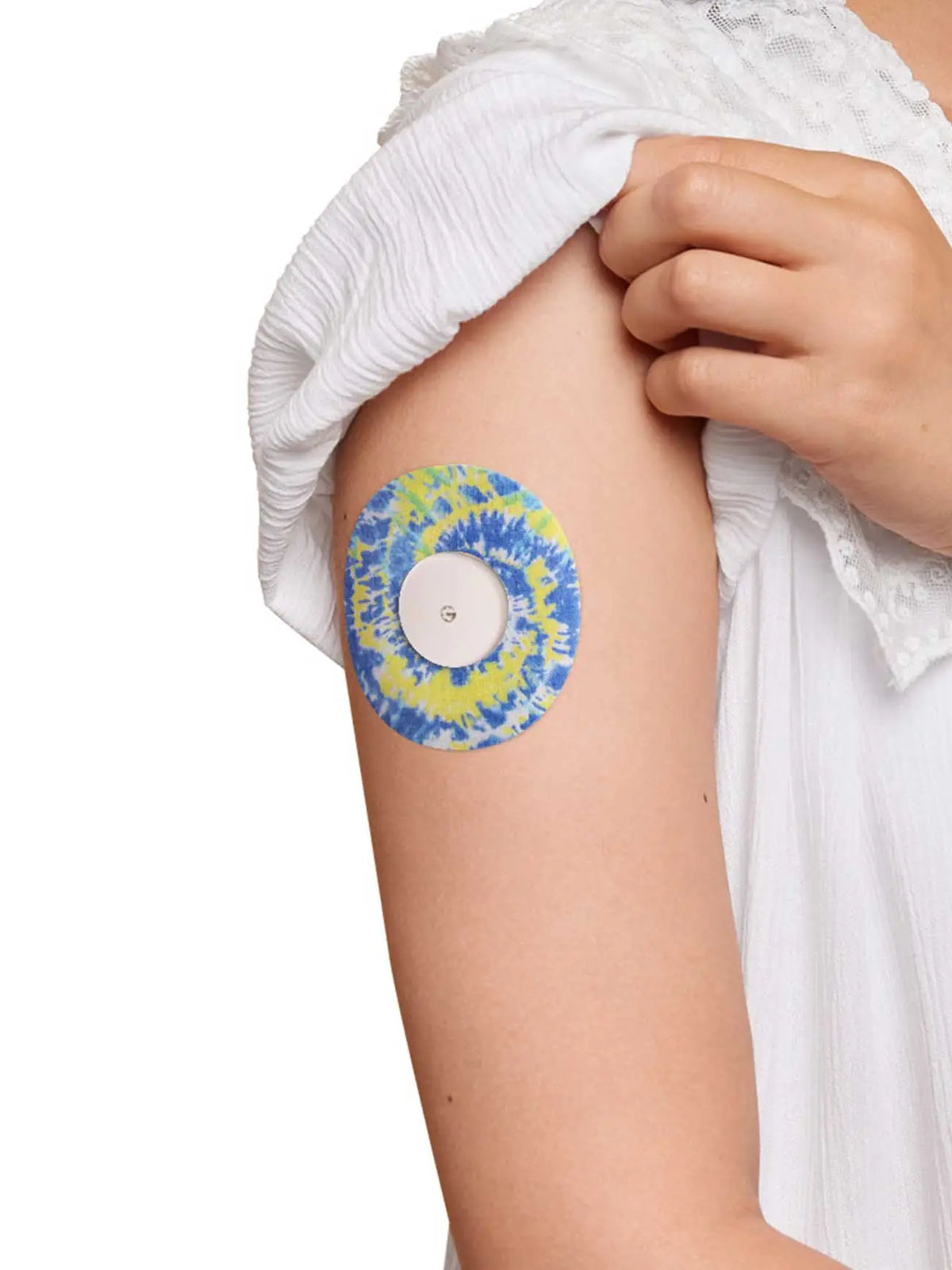 Plaster til FreeStyle Libre 2, Color Splash, tie-dye-design på armen