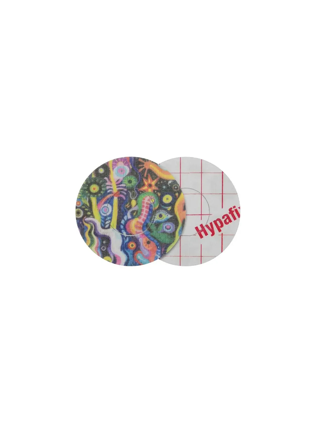 Plaster til FreeStyle Libre 3, design Lucid Echo, for- og bagside med beskyttelsespapir