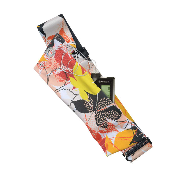 Justerbart bælte til insulinpumpe – blomsterprint, G-Hook-lukning | Dia Belly-Belt 2