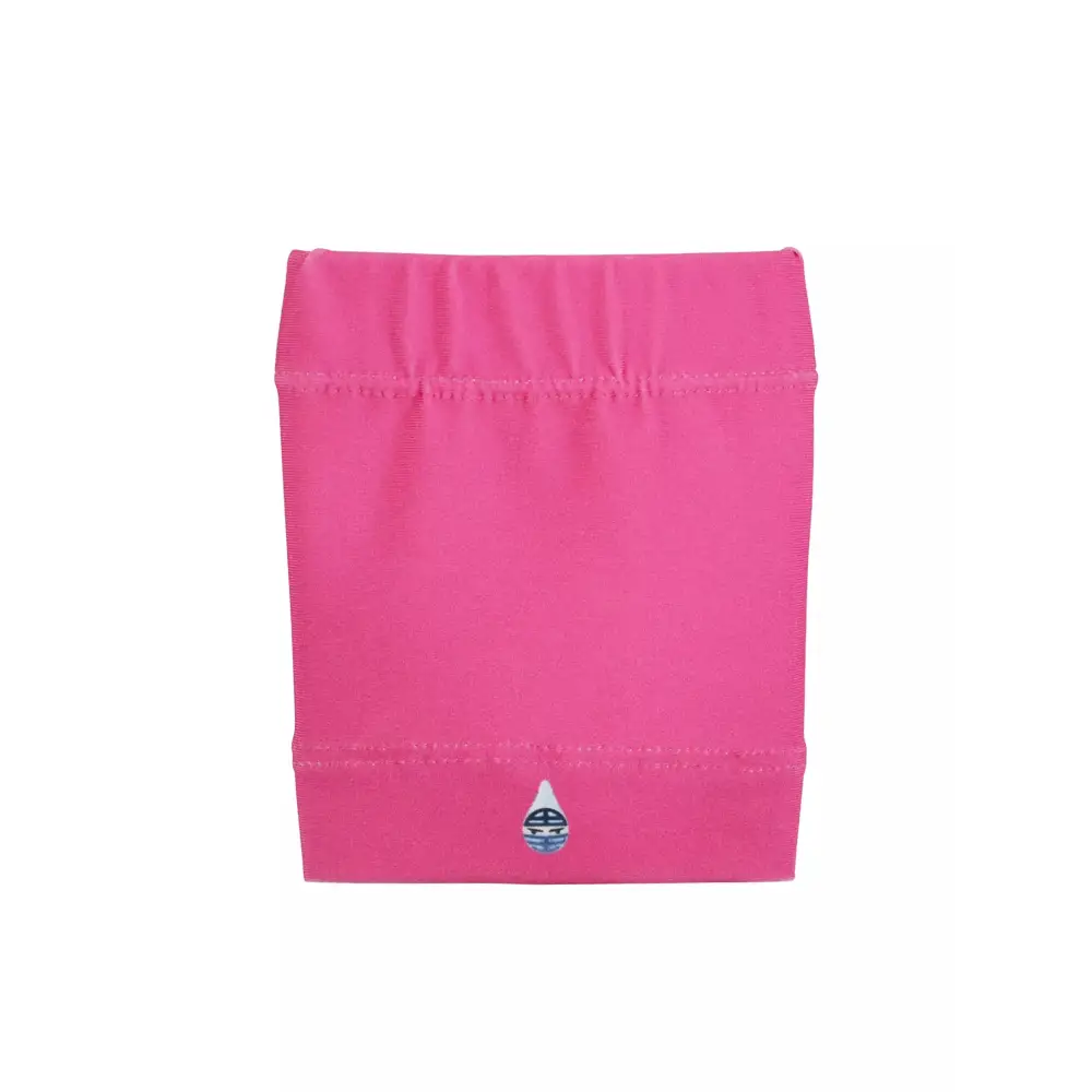 Bright pink glucose sensor armband for children, Dia-Band Barbie Edition, designed for comfort and secure sensor protection.