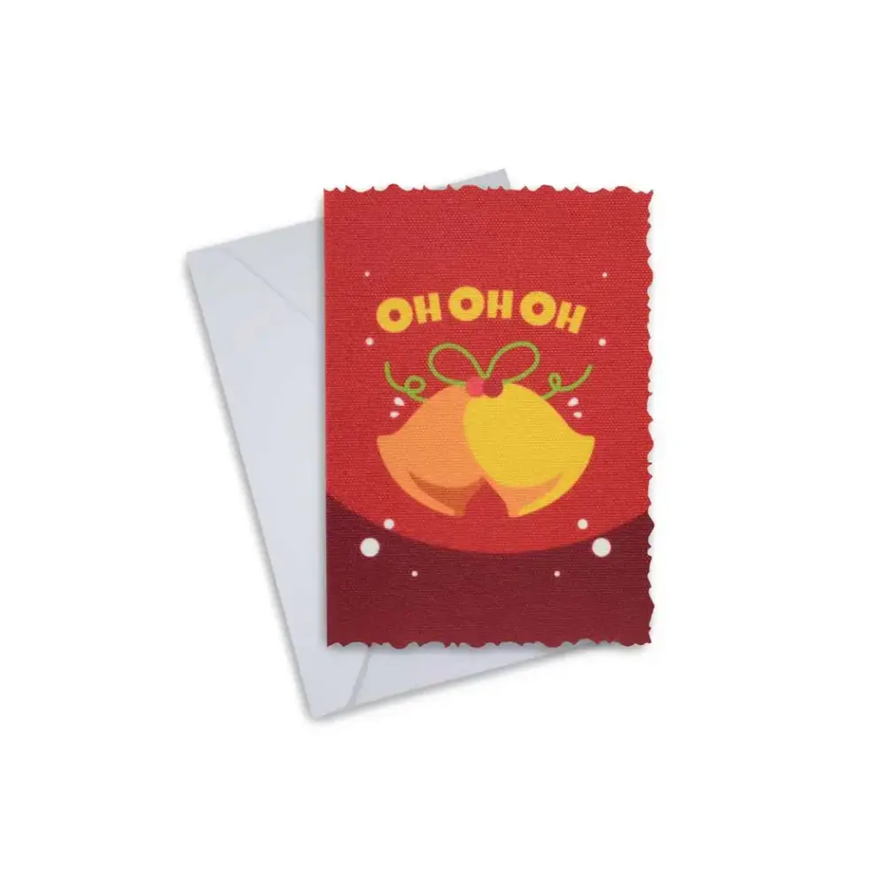 Elegant Christmas Greeting Cards with festive bell design and envelope.