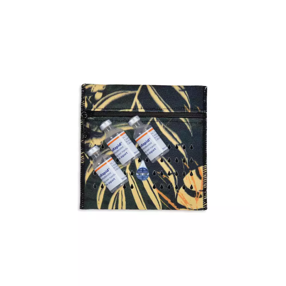 Insulin cooler travel case for 3 vials with tropical design.