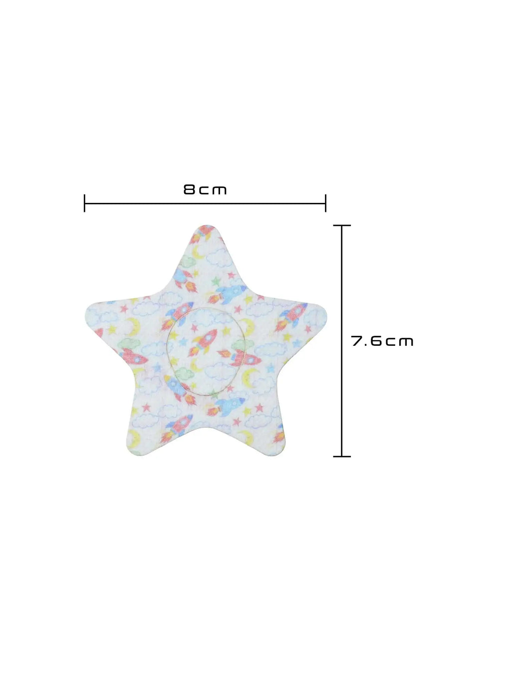 Børneplaster til Dexcom G7, form: stjerne, størrelse 8,0 x 7,6 cm