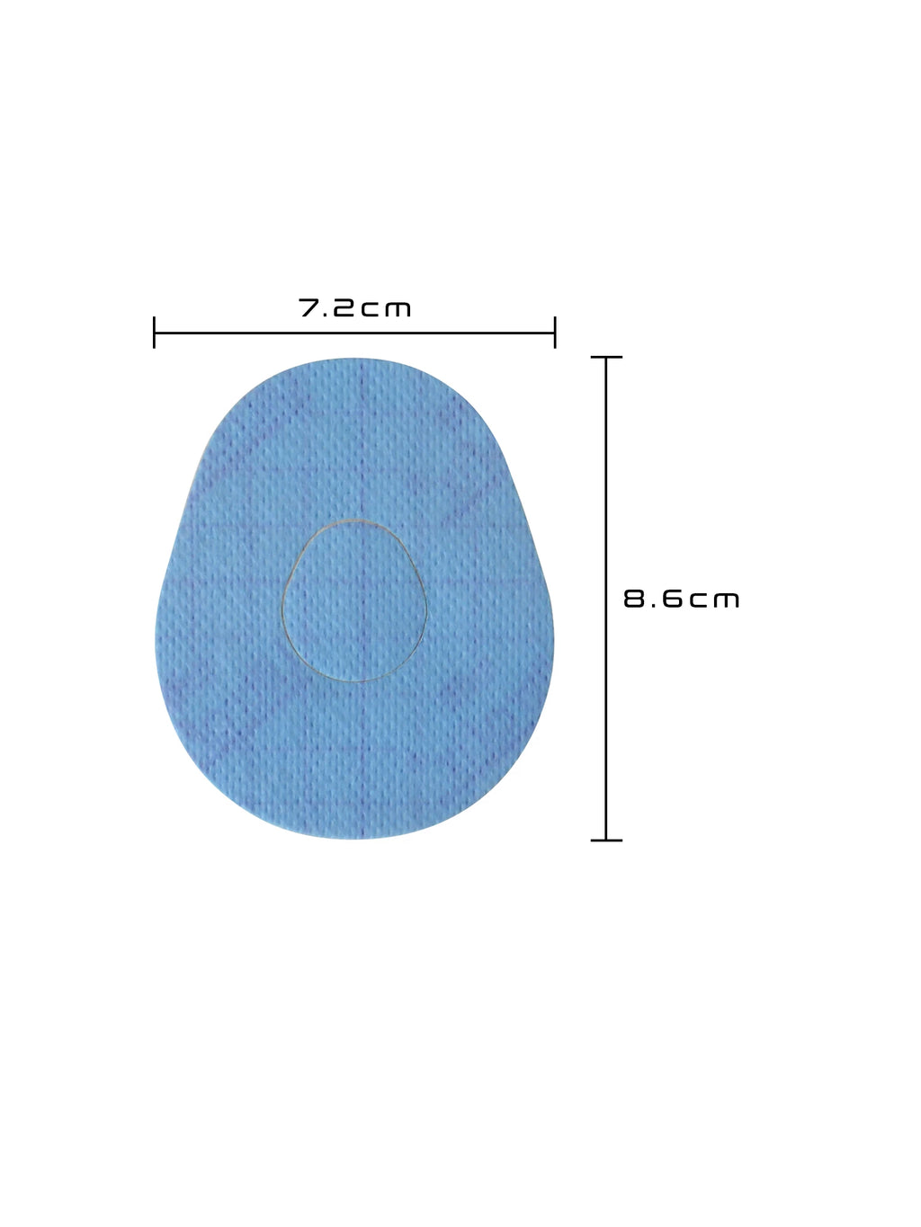 Plaster til Dexcom G7, form: dråbe, størrelse 7,2 x 8,6 cm
