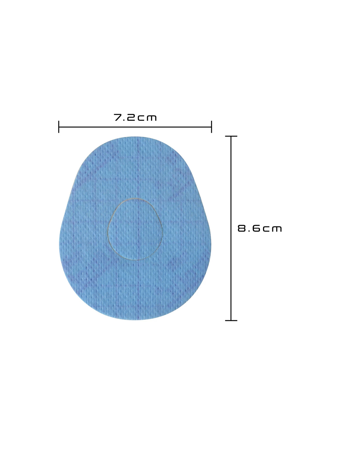 Plaster til Dexcom G7, form: dråbe, størrelse 7,2 x 8,6 cm