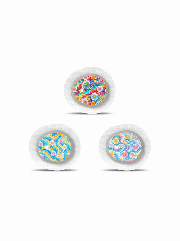 Summer-themed Dexcom G7 stickers with vibrant beach and ocean-inspired designs.