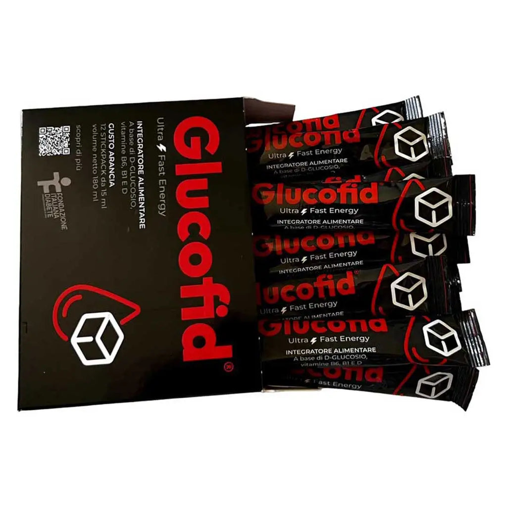 glucofid d glucosio sachets pack of twelve for fast glucose intake and energy support for diabetics