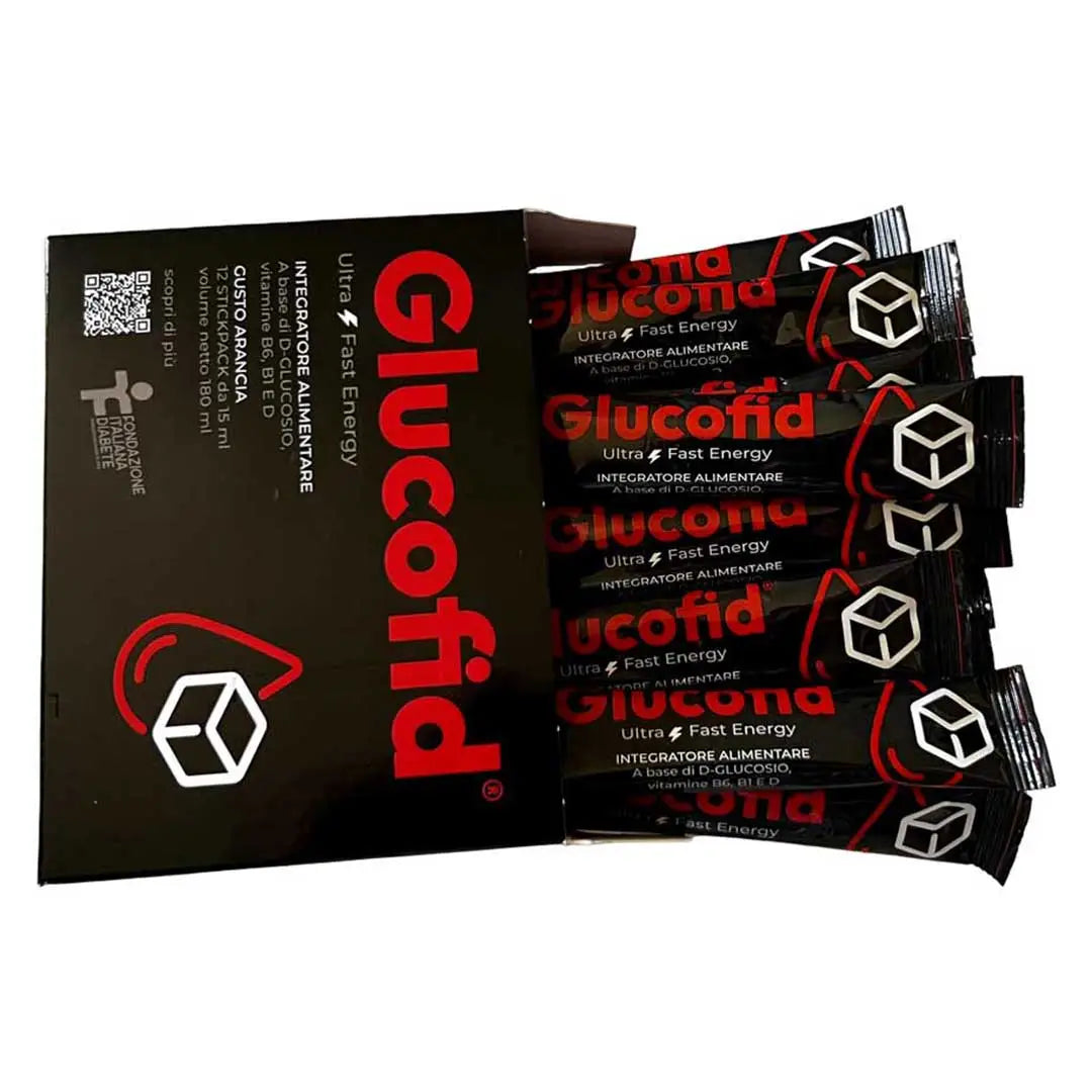 glucofid d glucosio sachets pack of twelve for fast glucose intake and energy support for diabetics