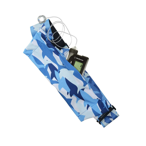 insulin pump belt blue shark print Dia Belly Belt 2 adjustable G hook belt for secure and comfortable insulin pump wear
