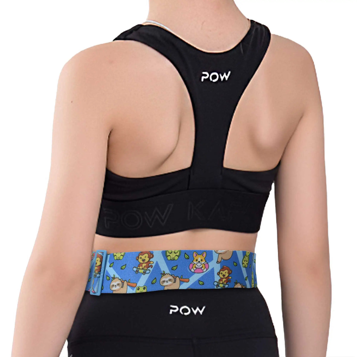 Kids insulin pump belt worn from back blue animal print adjustable belt for daily comfort