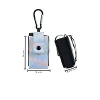 Insulin pump pouch with carabiner and strap in vibrant pop colors.