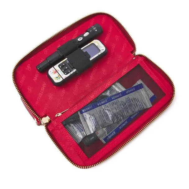 Stylish Diabetic Case for Diabetes Care Essentials in Red - Sweet Collection