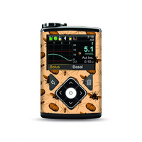 Medtronic Pump Stickers - Spiders, pumpkins, and webs design on an orange background.