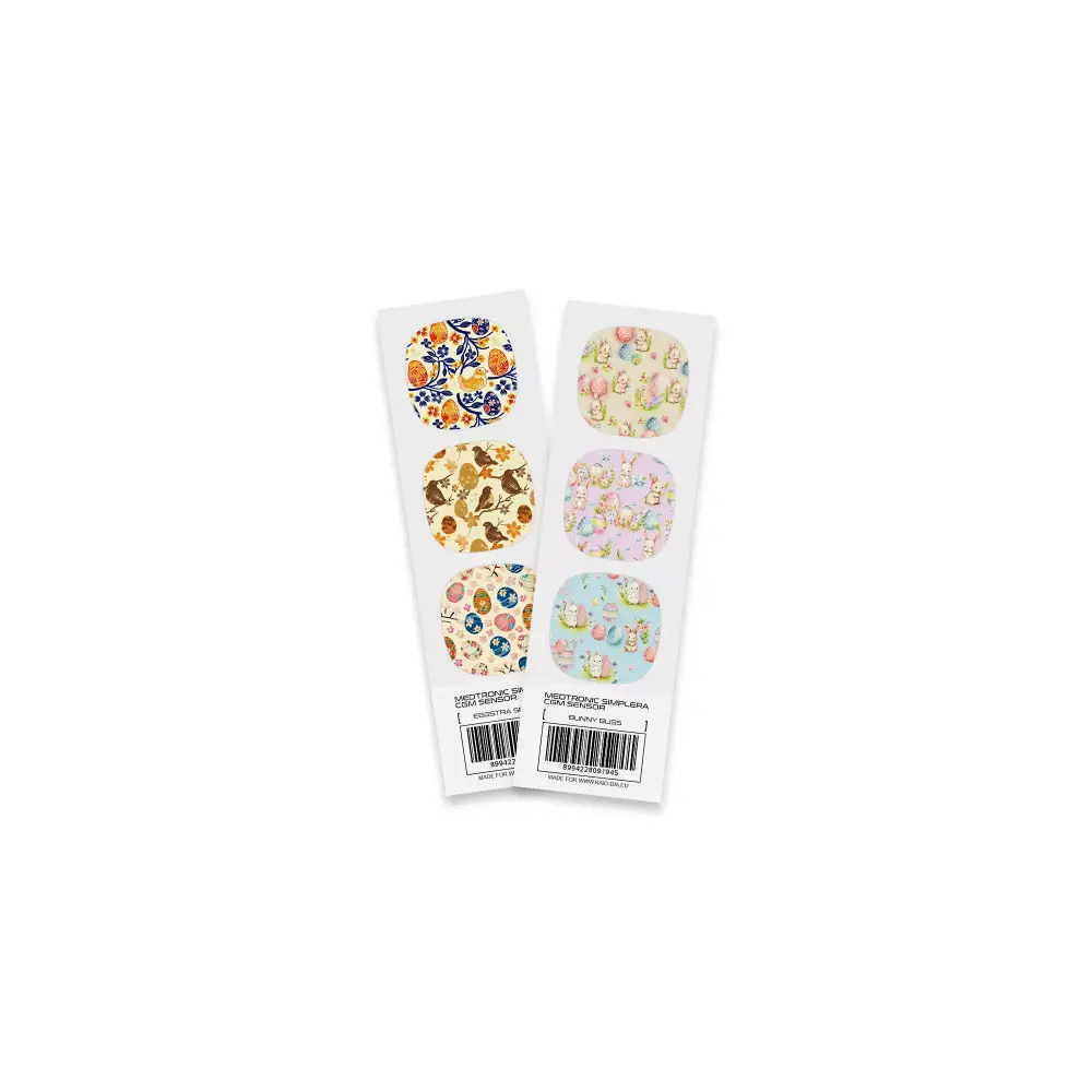 Two sticker sheets featuring Easter designs for Medtronic Simplera users