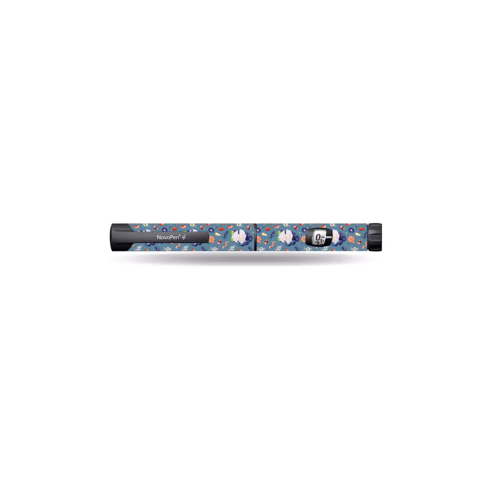 Novopen Echo insulin pen with colorful Halloween-themed sticker design