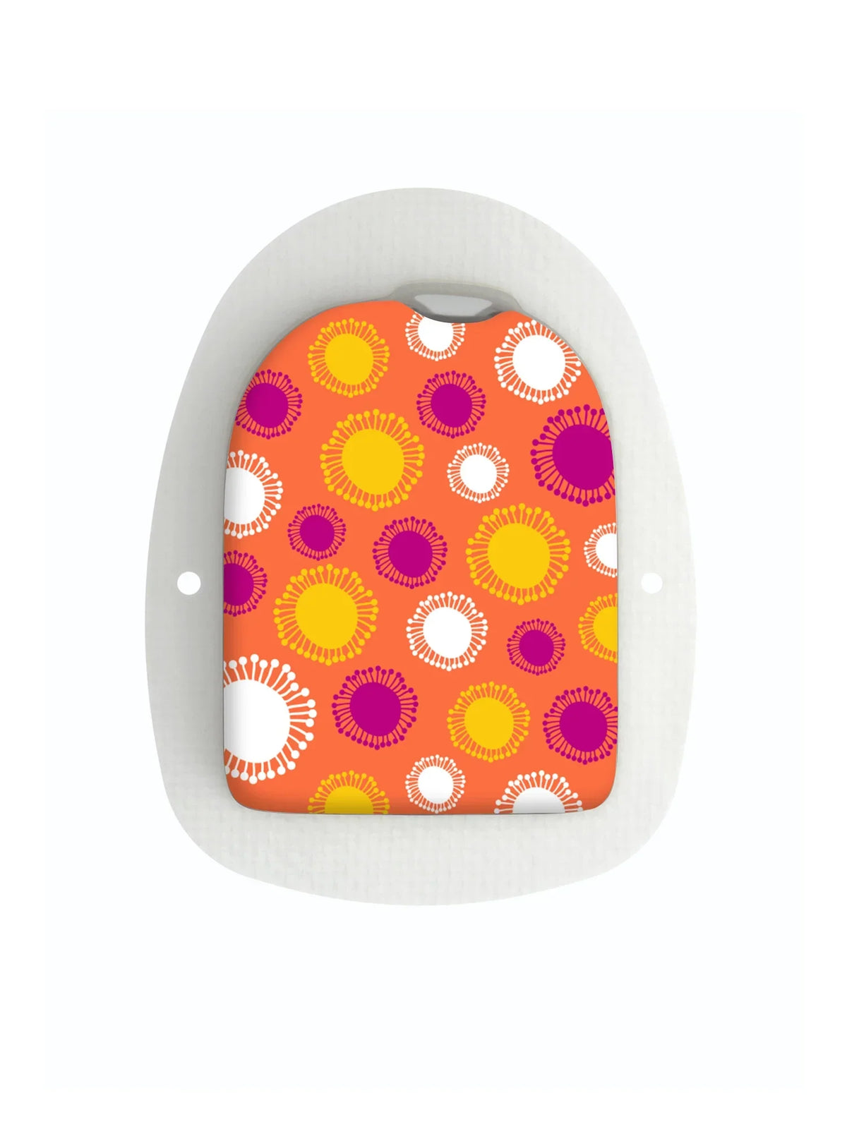 Omnipod Pod sticker featuring vibrant summer-themed design with colorful sun patterns.