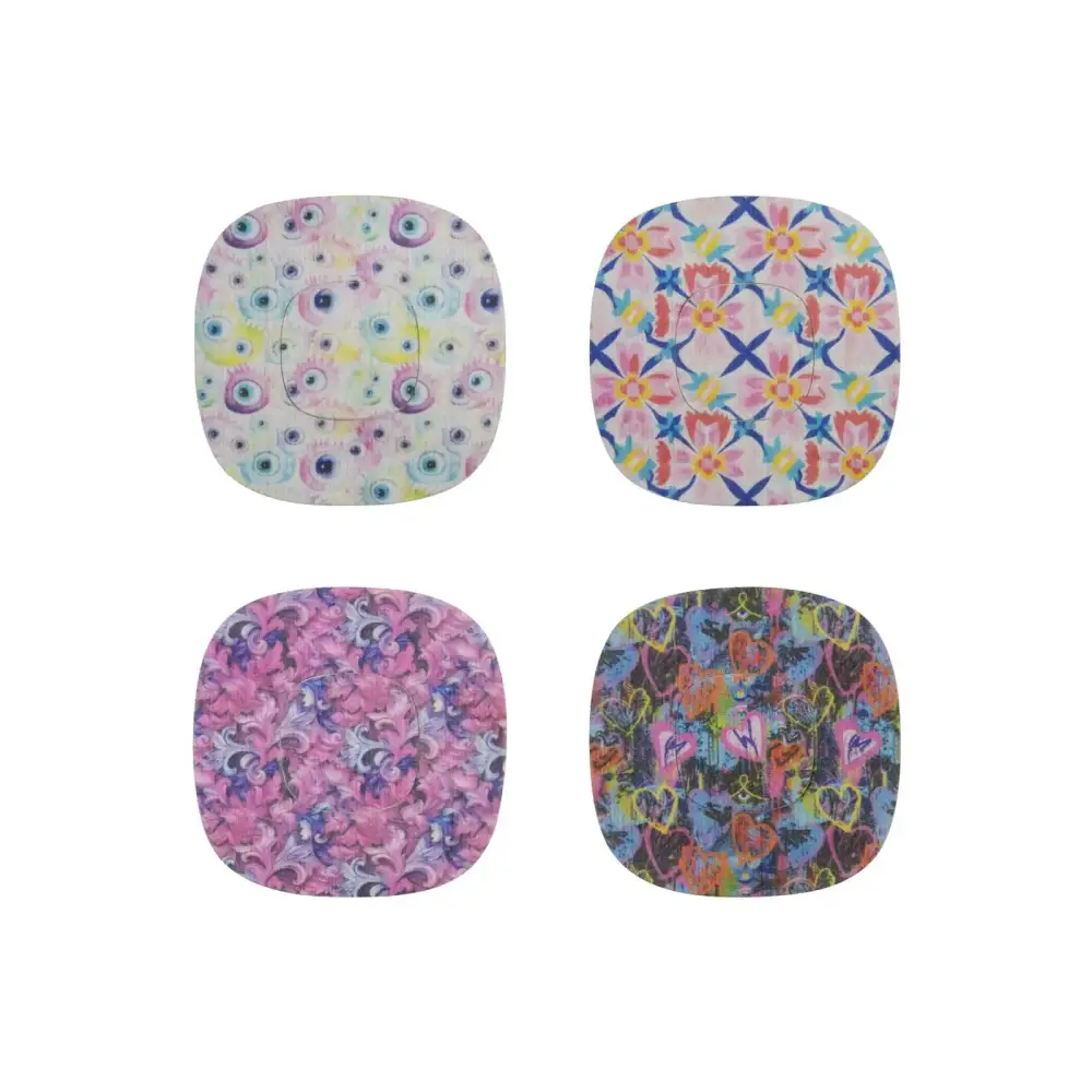 Plastre til Simplera Sync, Spring-serien, 4 design side om side