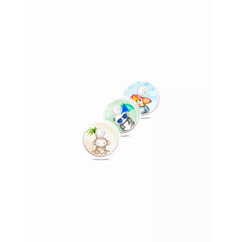 Freestyle Libre 3 Summer Edition stickers with beach and sea themes.