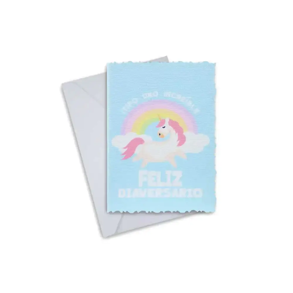 Diaversary Greeting Card with Unicorn and Rainbow Design on Canvas