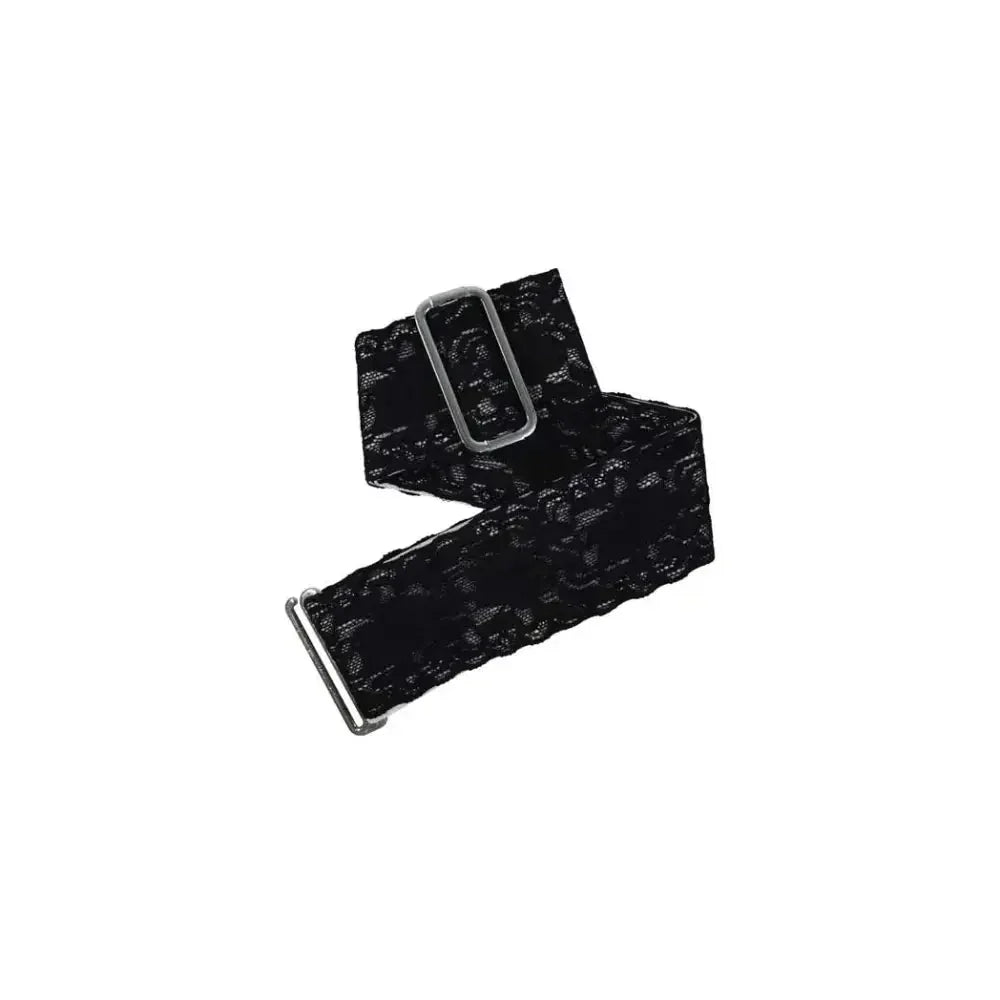 Black lace insulin pump arm and leg band with adjustable fit for comfort and style.