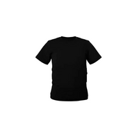 Children's black t-shirt for insulin pump, Dia-T Kids, featuring dual-sided pockets and tubing holes.
