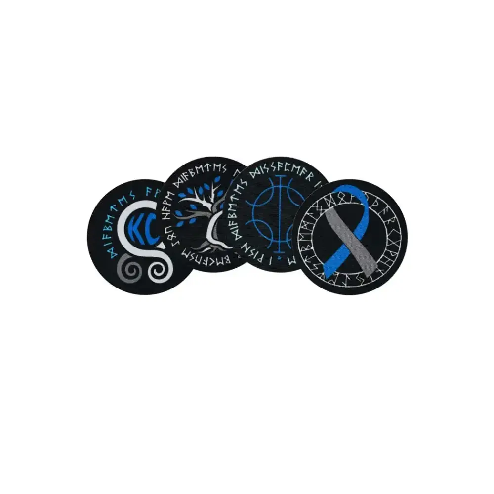 Viking-themed diabetes awareness iron-on patches featuring Triquerta, Vegvisir, and Tree of Life designs.