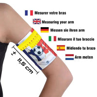 Glucose sensor armband for children with international flags print, ideal for Freestyle Libre, Dexcom, and more; supports sensors during sports.