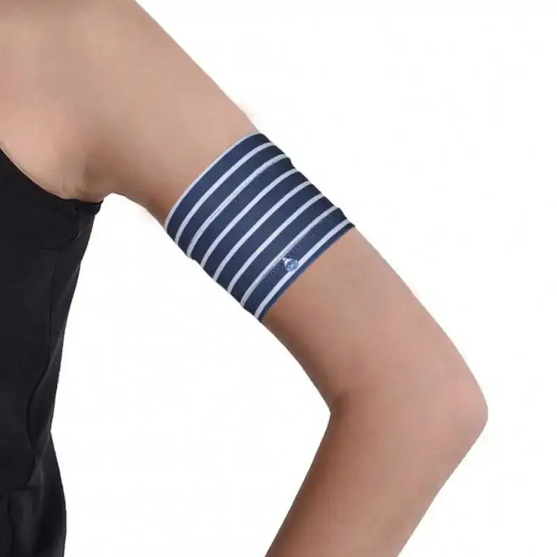 Narrow Diabetic Sensor Armband by Dia-Band NARROW in use on upper arm.