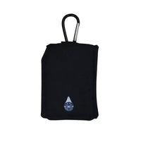 Insulin pump cooling pouch with carabiner, black color, keeps insulin safe and cool.