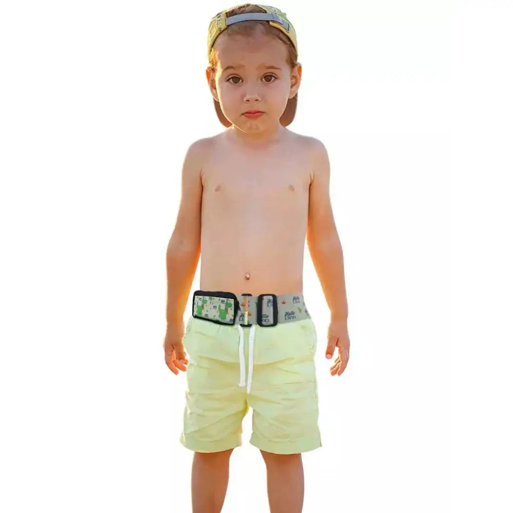Child wearing the Dia-Insulin Pump Case with fun prints on belt for diabetes management.